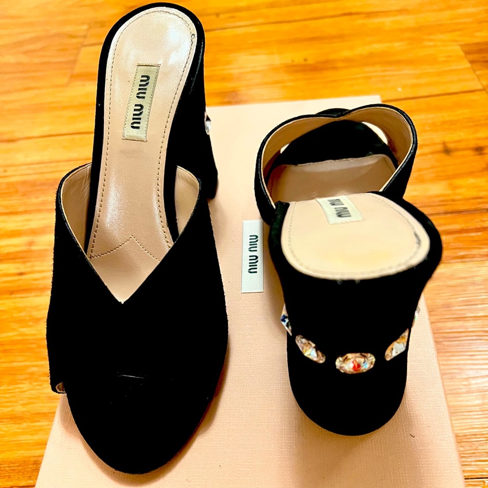 Miu miu black suede sandals